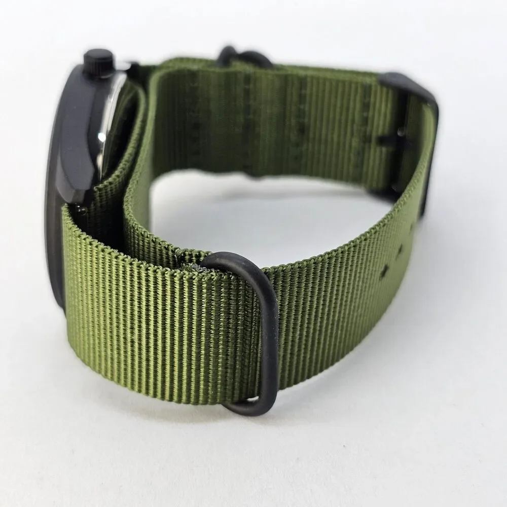 Men's Field Easy‎ Read Watch 42MM Black Dial Army Green Nylon Band Strap